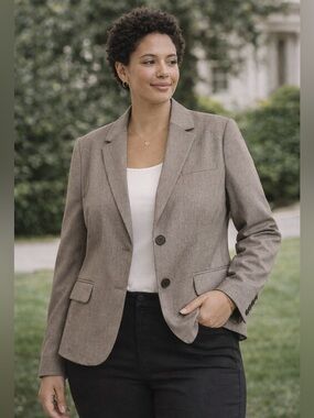 New York & Company Blazer Size 18 Taupe Stretch Career Jacket Office Work